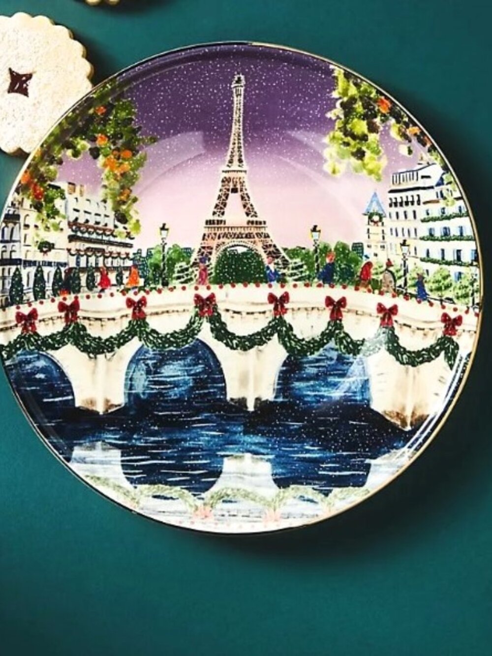 Anthropologie Holiday In The City Dessert Plate Paris 2024 Stoneware 8.25" New